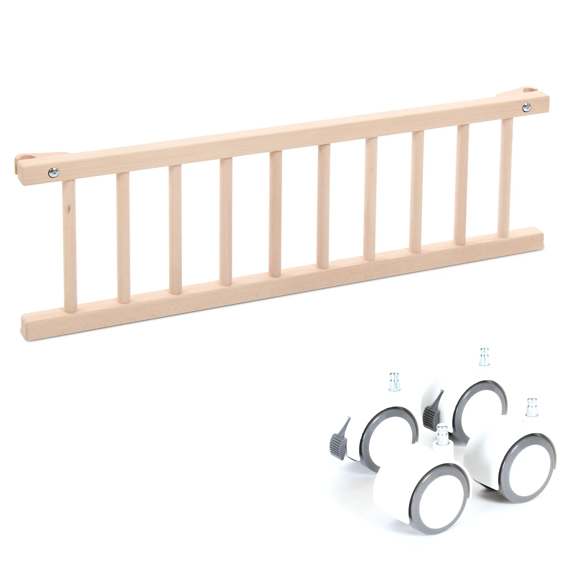 Kit de transformation berceau BabyBay Original Blanc, Barrière + Roues