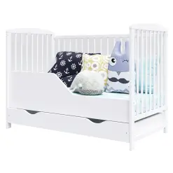 Lit Bébé Nina Blanc Avec Tiroir 2