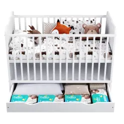 Lit bébé évolutif avec tiroir – LOUISE – 120×60 cm